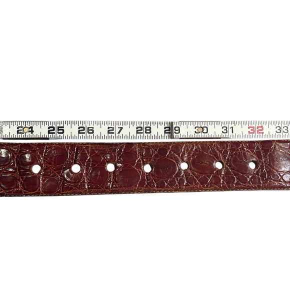 VTG Johnny Farah Wide Waist Oversized Cognac Brown Croc Embossed Leather Belt S - Picture 12 of 15